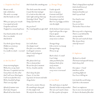 TAUT Booklet Seite 2: Songtexte 1 bis 6