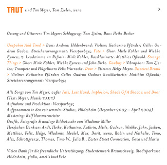 TAUT Booklet Seite 7: Besetzung, Gäste und Credits